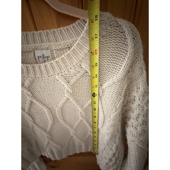 Princess Polly Oversized Ivory Cable Knit Cropped Oversized Sweater Size 8 S/M - Picture 4 of 7